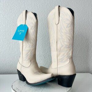 Lane SMOKESHOW Womens Cowboy Boots 9 Pale Ivory Leather Western Cowgirl Tall